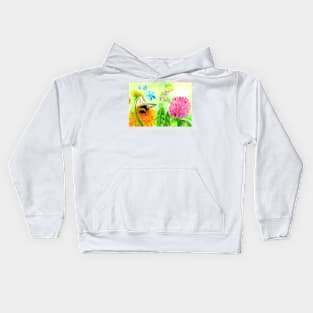 Bumble bee on dandelion Kids Hoodie